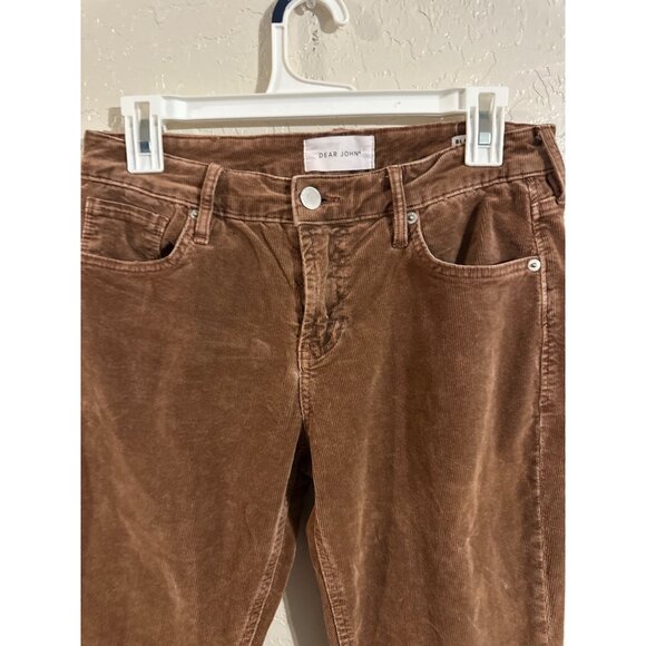 Dear John Blaire Corduroy High Rise Straight Cotton & Spandex Brown Retro Jeans - Picture 7 of 12